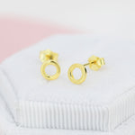 Sterling Silver Very Tiny Little Karma Circle Stud Earrings Minimalist Geometric Jewellery, Textured Finish