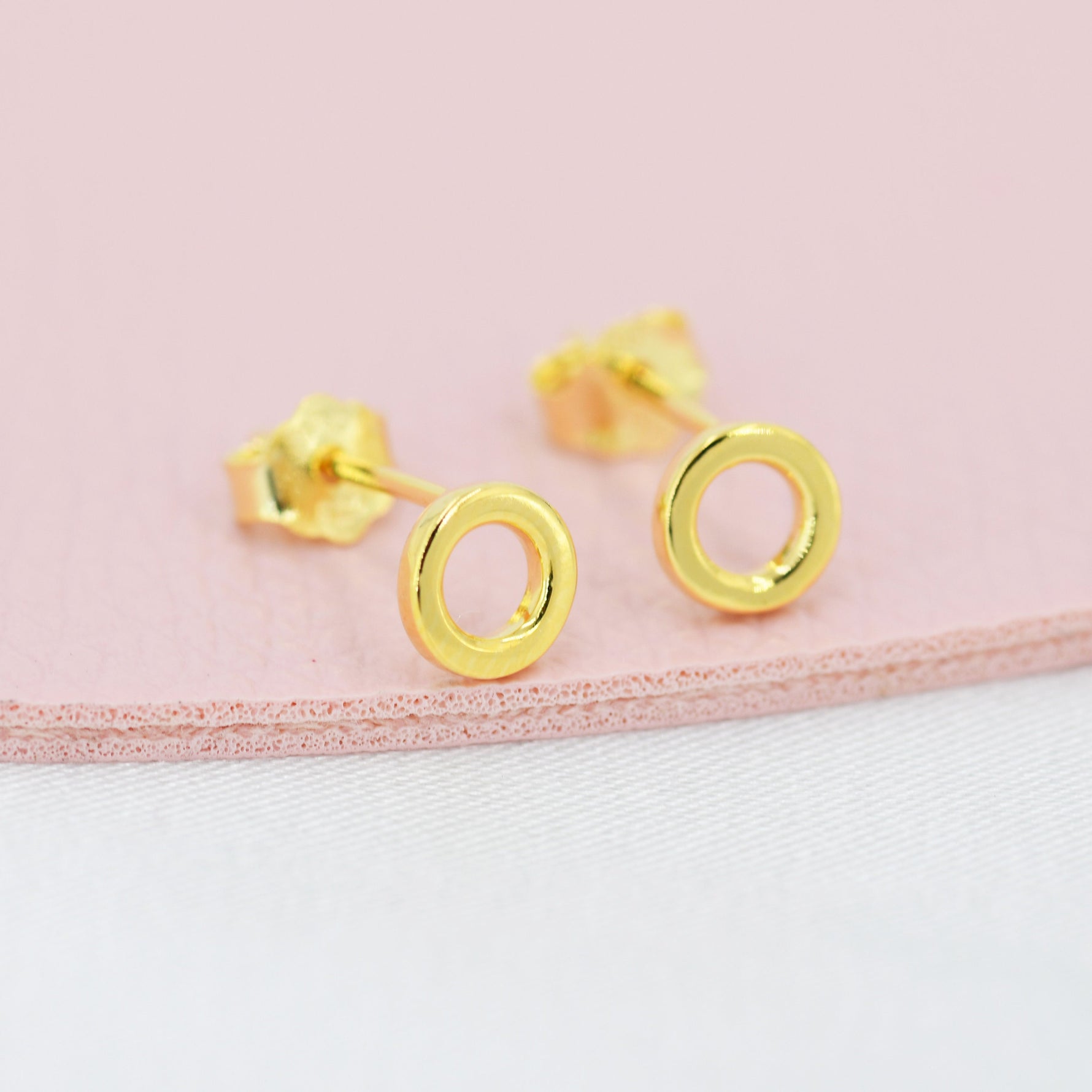 Sterling Silver Very Tiny Little Karma Circle Stud Earrings Minimalist Geometric Jewellery, Textured Finish