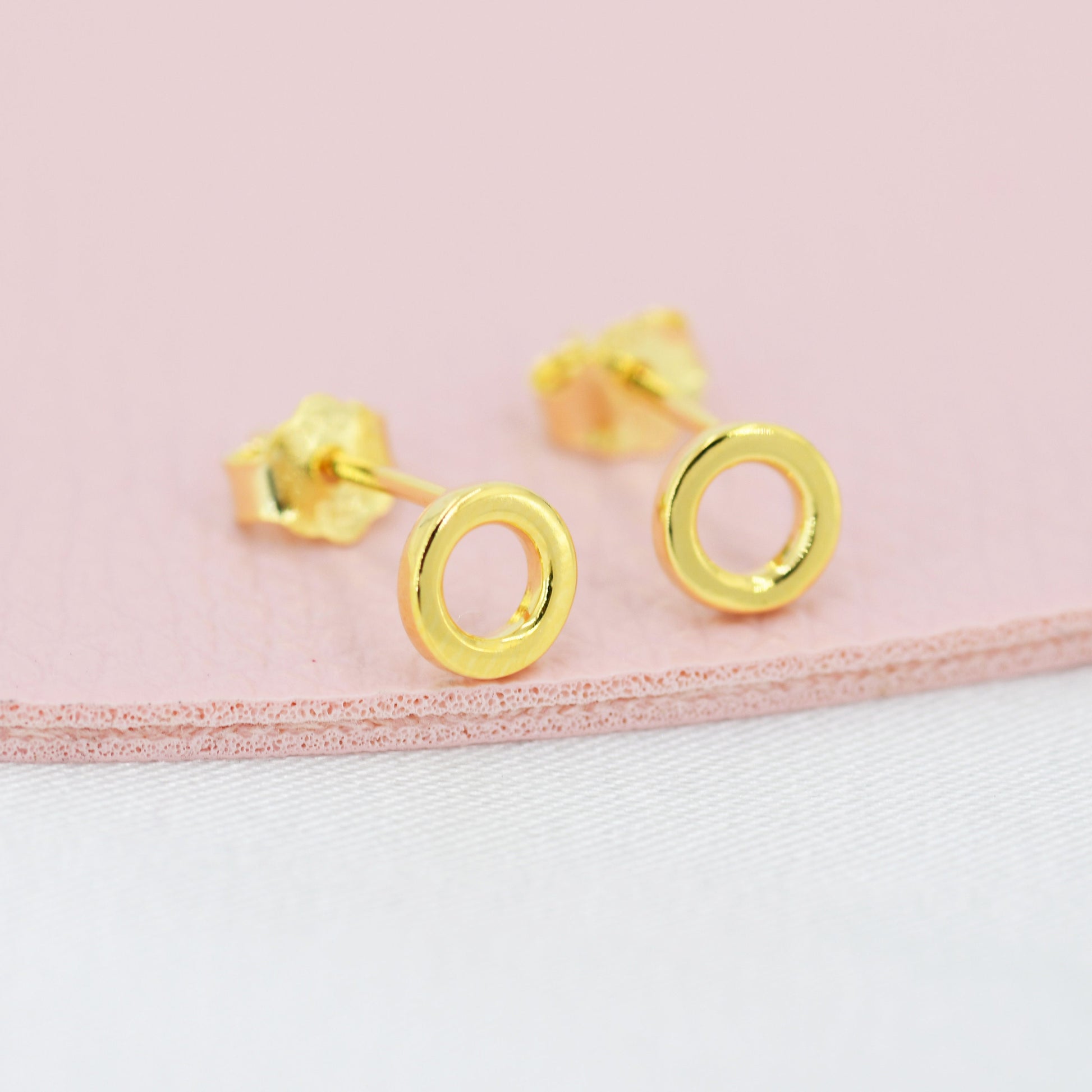 Sterling Silver Very Tiny Little Karma Circle Stud Earrings Minimalist Geometric Jewellery, Textured Finish