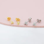 Extra Tiny Three Ball Stud Earrings in Sterling Silver, Gold or Silver, Very Small Earrings, Stacking Earrings