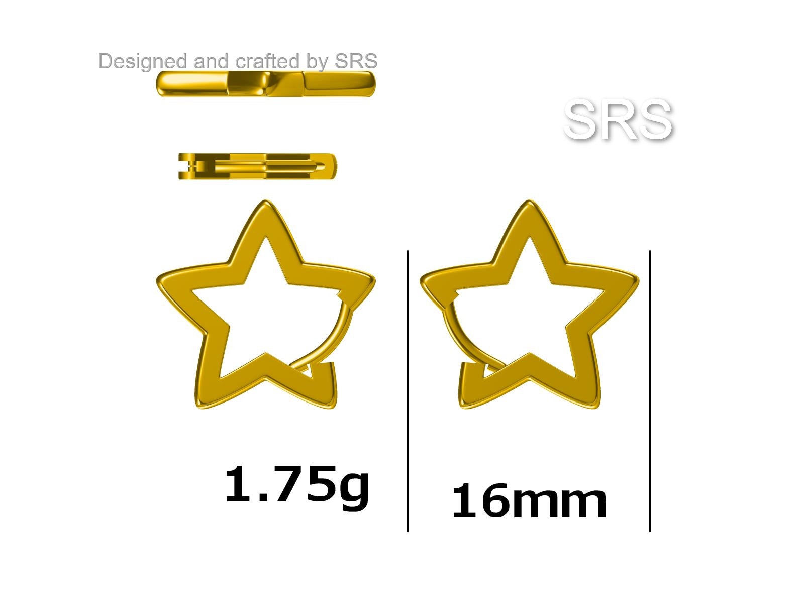 Star Huggie Hoop in Sterling Silver, Silver or Gold, Fun Star Hoop Earrings, Star Earrings