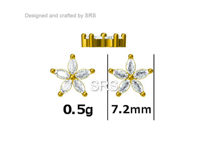 CZ Flower Stud Earrings in Sterling Silver, Silver or Gold, Forget-me-not Crystal Earrings