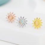 Sun Opal Stud Earrings in Sterling Silver, Silver, Gold or Rose Gold, Sun Earrings