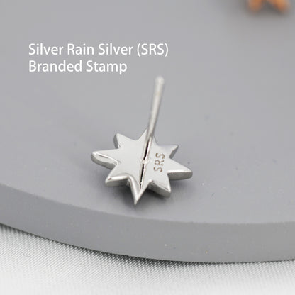 Starburst Opal Stud Earrings in Sterling Silver, Silver, Gold or Rose Gold, Star Opal Earrings, Stacking Earrings