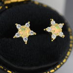 Opal Star Stud Earrings in Sterling Silver, Silver, Gold or Rose Gold, Star Opal Earrings, Stacking Earrings
