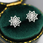 Mandala Flower Stud Earrings in Sterling Silver, Silver or Gold, Mandala Earrings, Geometric