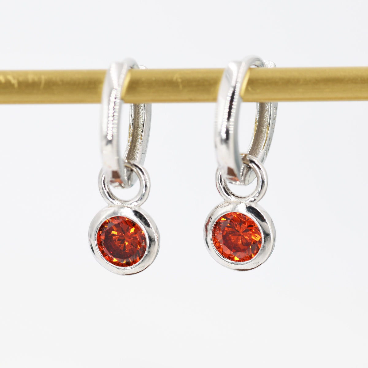 January Garnet Detachable Hoop Earrings