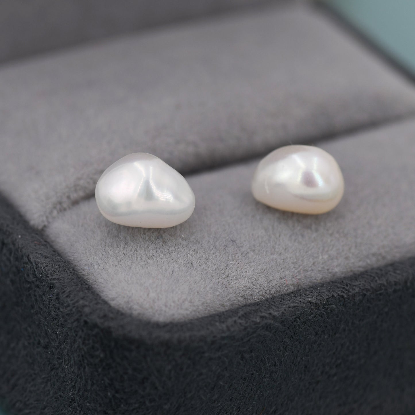 Keshi Pearls Stud Earrings in Sterling Silver, Baroque Pearl Earrings, Genuine Freshwater Pearls Earrings, Simple and Minimalist,