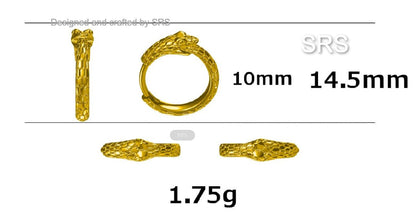 Snake Huggie Hoop in Sterling Silver, Silver or Gold, 10mm Inner Diameter, Ouroboros Hoop Earrings, Serpent Earrings