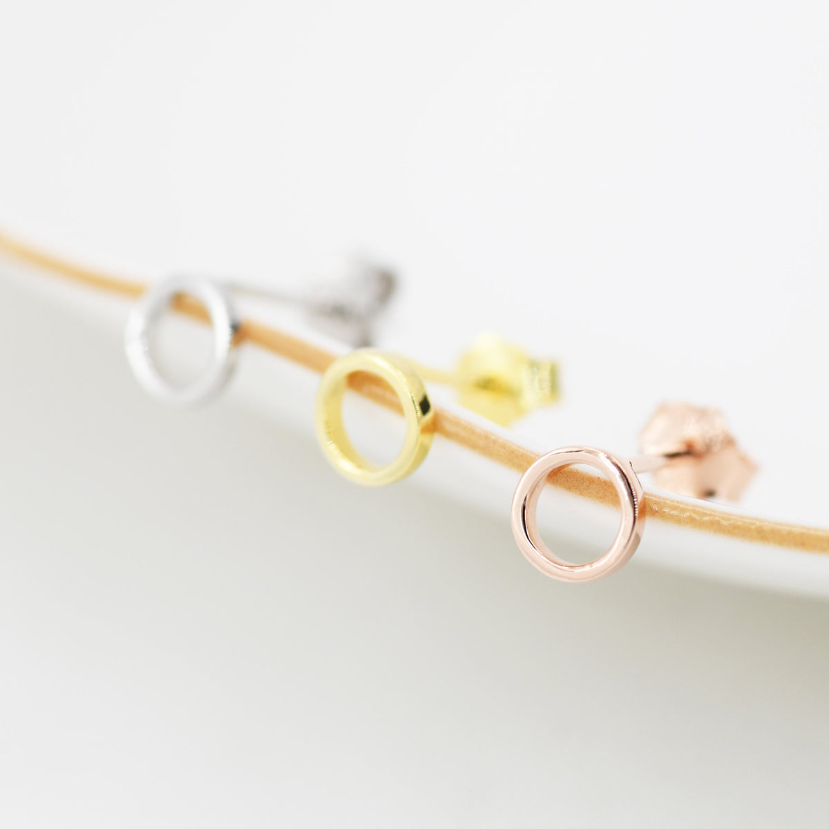 Tiny Open Circle Stud Earrings