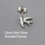 Swallow Bird Stud Earrings in Sterling Silver Flying Bird Earrings, Silver or Gold or Rose Gold, Nature Inspired Animal Earrings