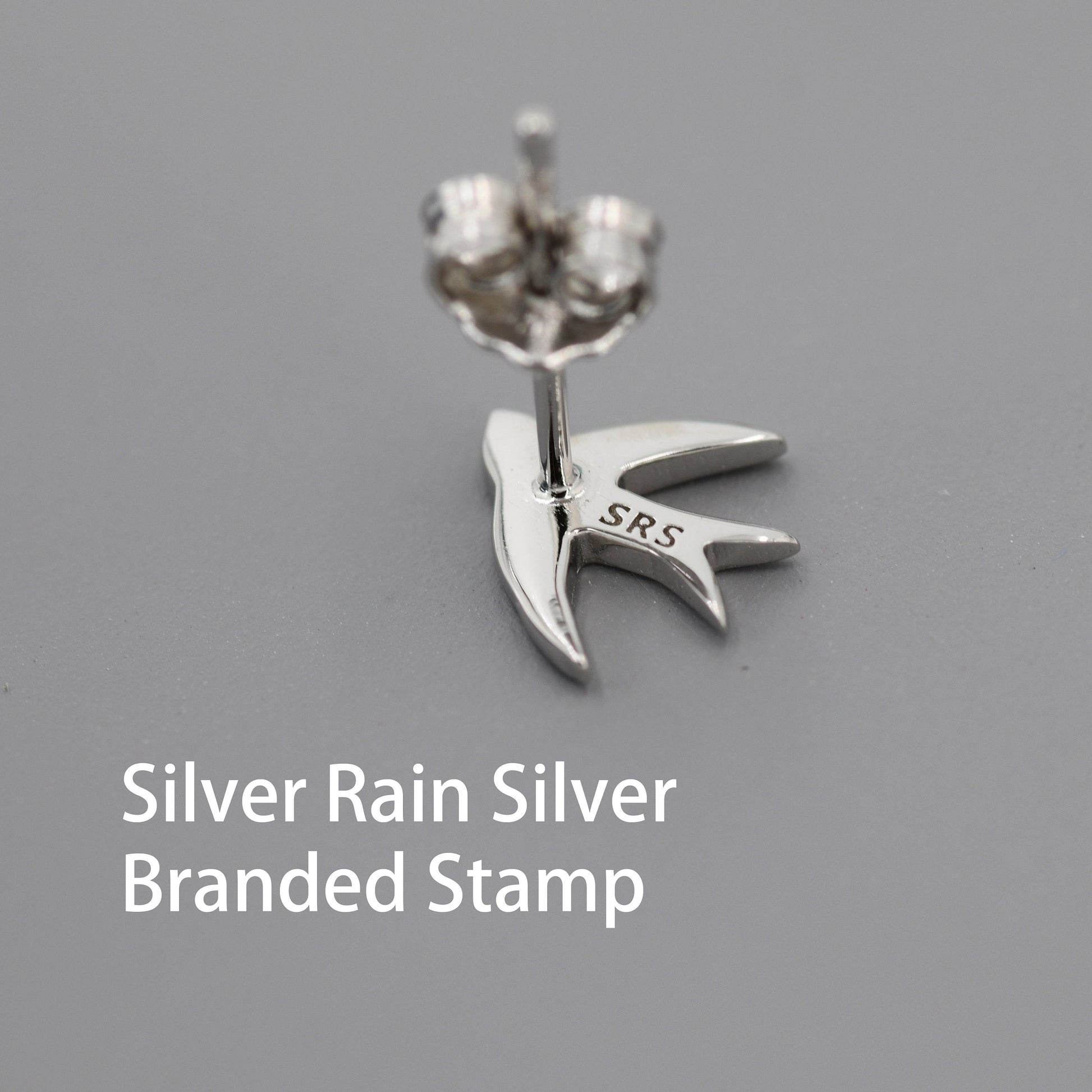 Swallow Bird Stud Earrings in Sterling Silver Flying Bird Earrings, Silver or Gold or Rose Gold, Nature Inspired Animal Earrings