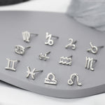 Pair of Zodiac Stud Earring in Sterling Silver, Silver or Gold, Horoscope Earrings
