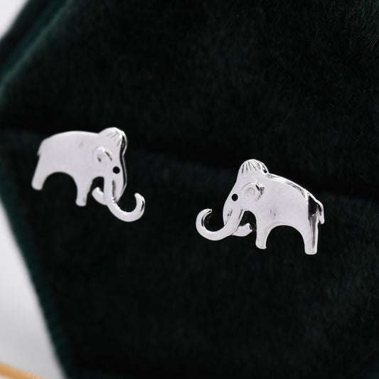 Mammoth Elephant Stud Earrings in Sterling Silver, Nature Inspired Animal Earrings