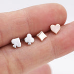 Card Suit Stud Earrings in Sterling Silver, Poker Set Earrings, Rose Gold, Spade Earring, Club Earring, Diamond Earring, Heart earring
