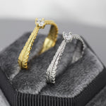 Sterling Silver Fern Leaf CZ Ring, Eternity Ring, Friendship Ring, Nature Inspired Jewellery US 5 - 8