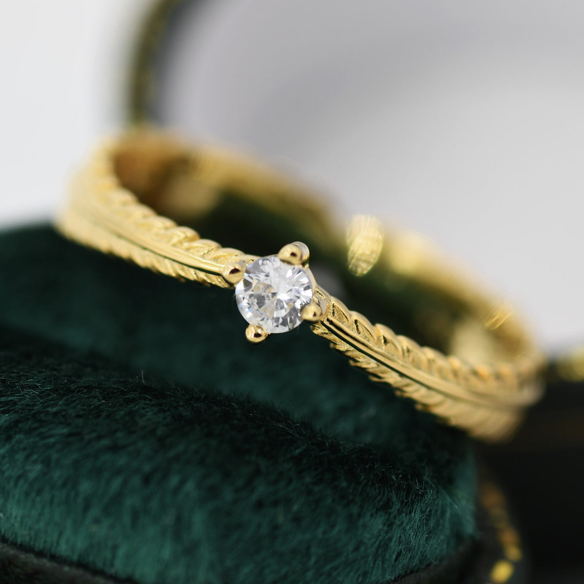 Sterling Silver Fern Leaf CZ Ring, Eternity Ring, Friendship Ring, Nature Inspired Jewellery US 5 - 8