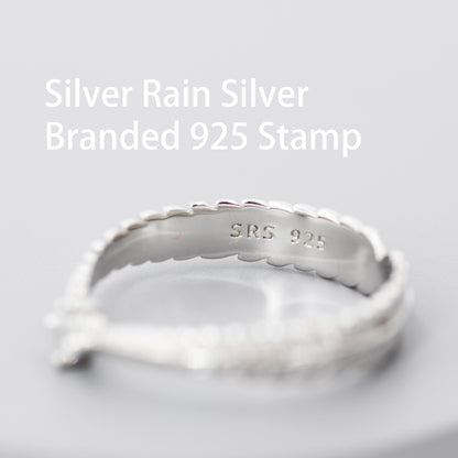 Sterling Silver Fern Leaf Emerald Green CZ Ring, Eternity Ring, Friendship Ring, Nature Inspired Jewellery US 5 - 8