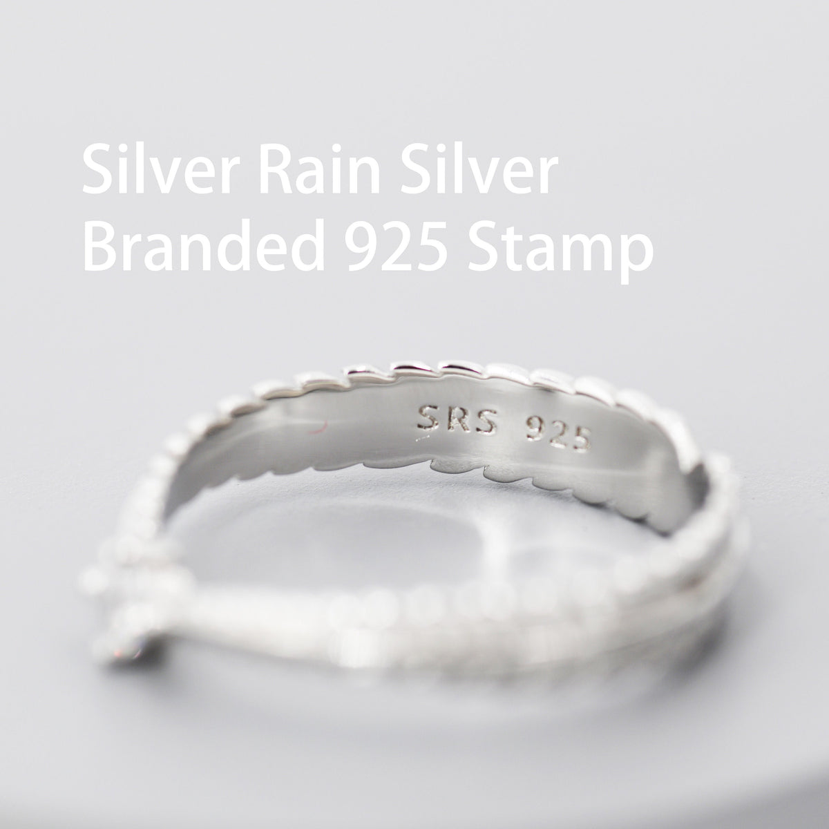 Sterling Silver Fern Leaf CZ Ring, Eternity Ring, Friendship Ring, Nature Inspired Jewellery US 5 - 8