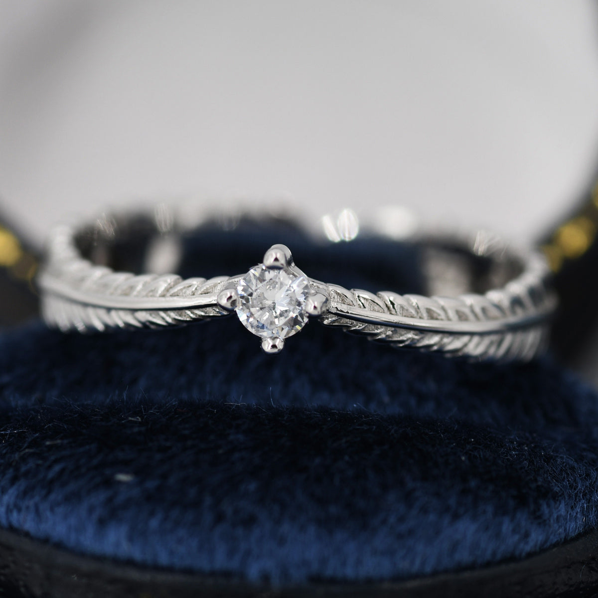 Sterling Silver Fern Leaf CZ Ring, Eternity Ring, Friendship Ring, Nature Inspired Jewellery US 5 - 8