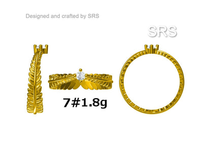 Sterling Silver Fern Leaf Emerald Green CZ Ring, Eternity Ring, Friendship Ring, Nature Inspired Jewellery US 5 - 8