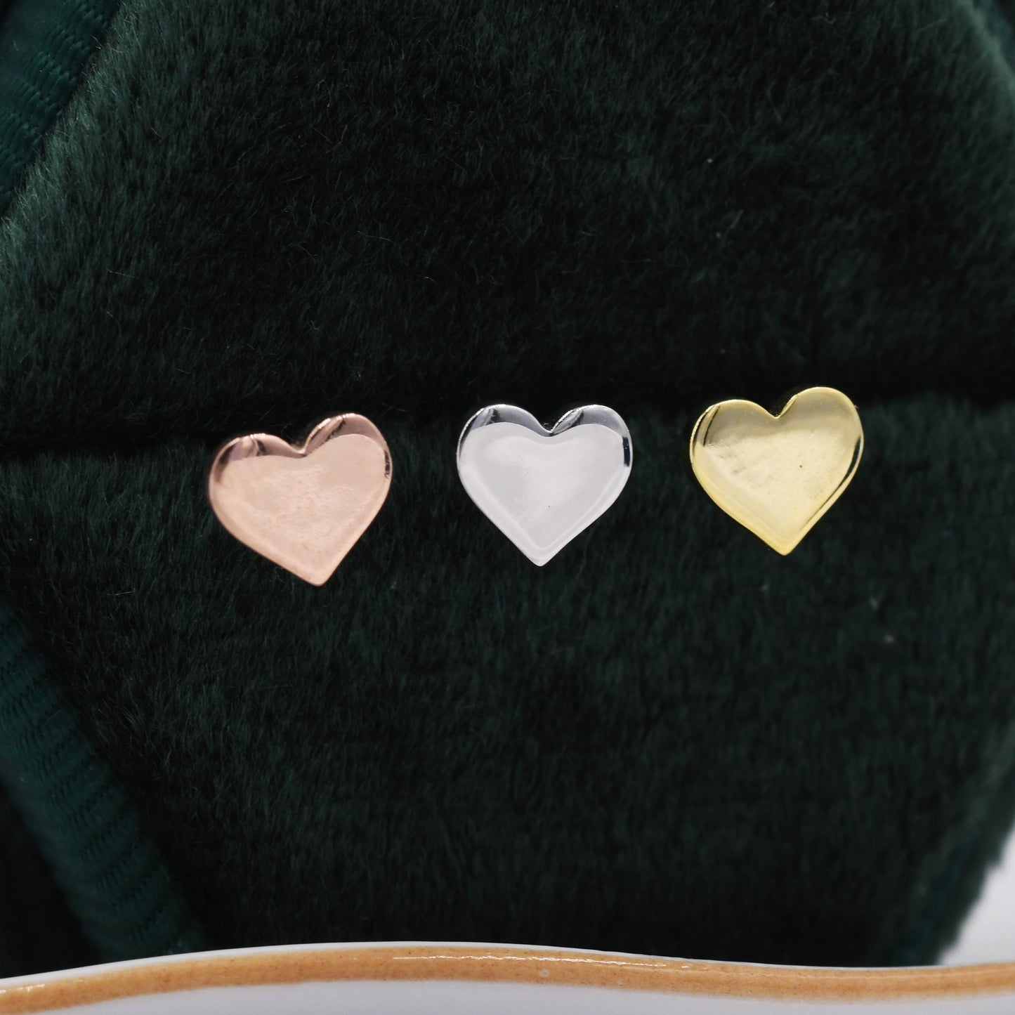 Tiny Heart Stud Earrings in Sterling Silver, Silver or gold or Rose Gold, Heart earring