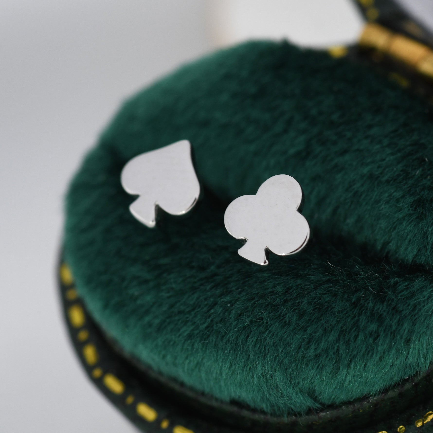 Card Suit Stud Earrings in Sterling Silver, Spade Earrings, Club Earring, Poker Set Earrings