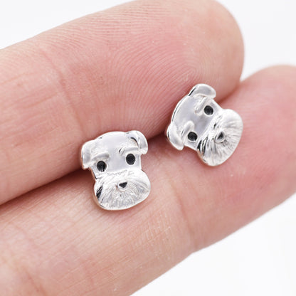 Schnauzer Dog Stud Earrings in Sterling Silver, Dog Earrings, Animal Earrings, Pet Lover