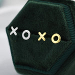 Xo Stud Earrings in Sterling Silver, Kiss Hug Earrings, Silver or Gold or Rose Gold, Hugs and kisses, Fun Earrings
