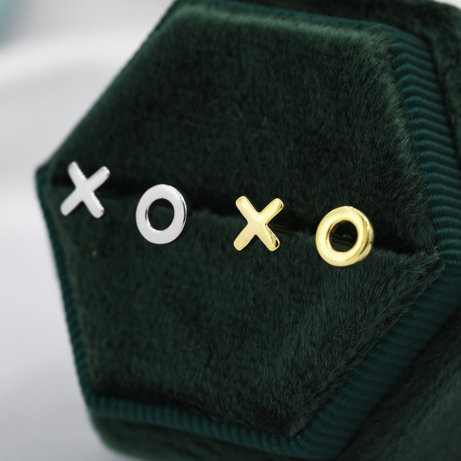 Xo Stud Earrings in Sterling Silver, Kiss Hug Earrings, Silver or Gold or Rose Gold, Hugs and kisses, Fun Earrings