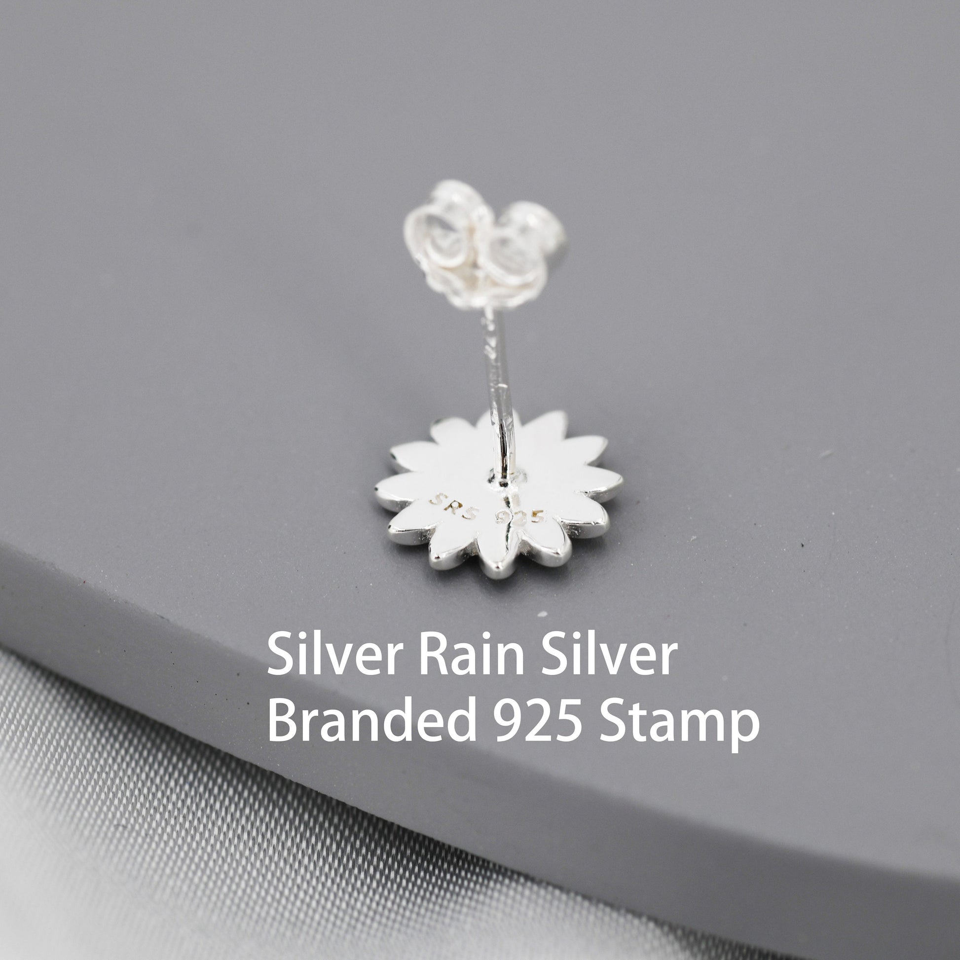 Little Sunflower Flower Stud Earrings in Sterling Silver - Cute Flower Blossom Daisy Earrings - Fun, Whimsical