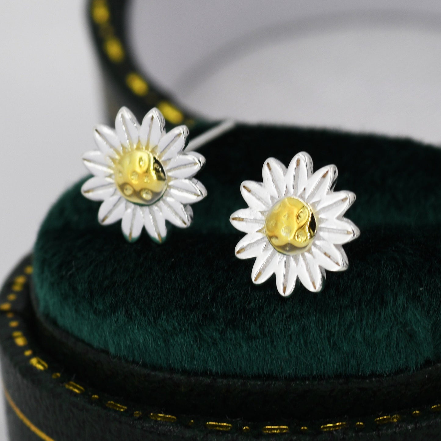 Little Sunflower Flower Stud Earrings in Sterling Silver - Cute Flower Blossom Daisy Earrings - Fun, Whimsical