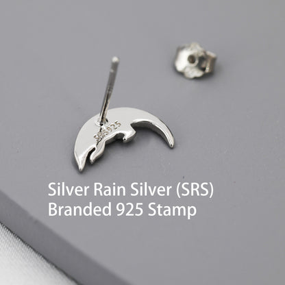 Pangolin Stud Earrings in Sterling Silver, Silver or Gold, Ant Eater Earrings, Nature Inspired Animal Earrings