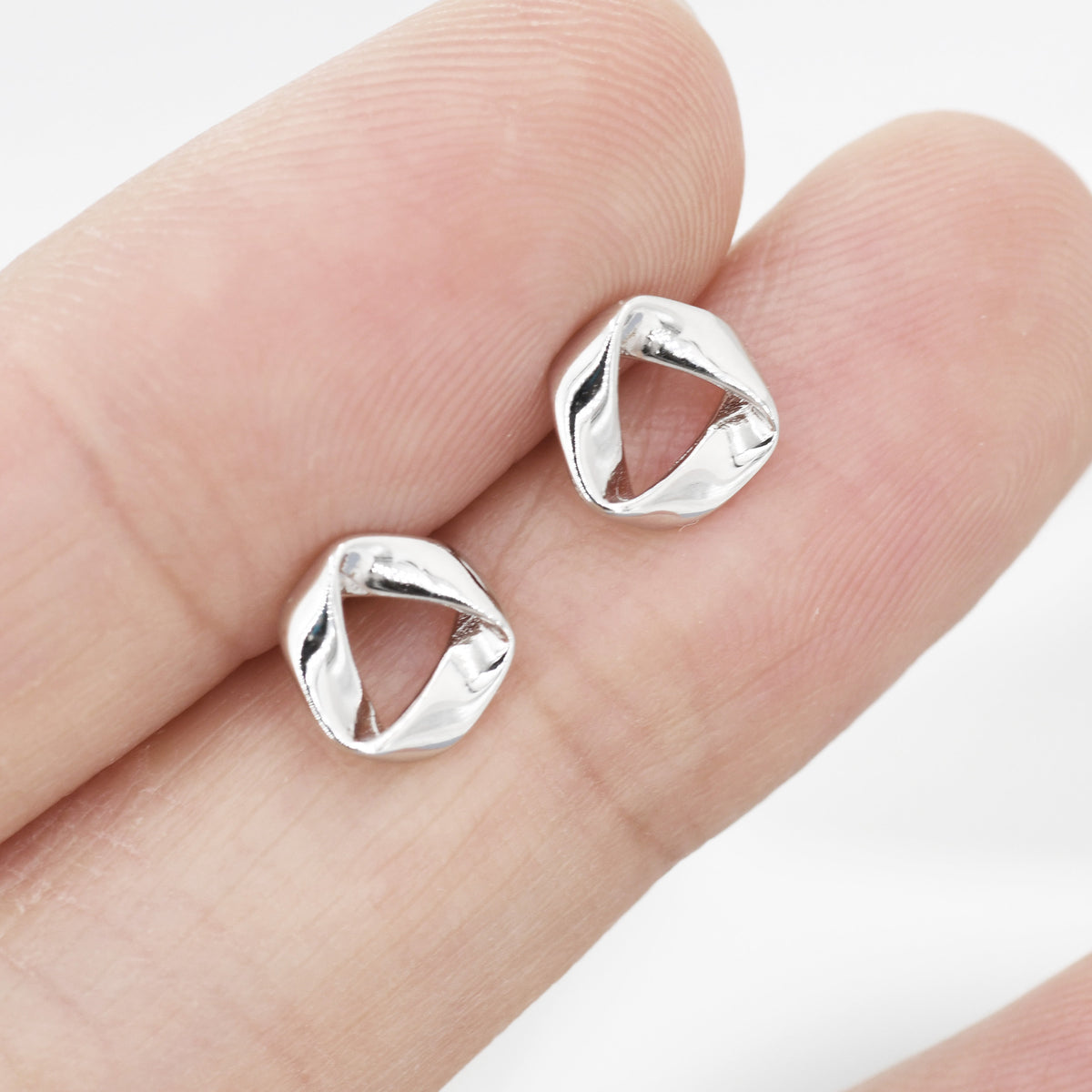 Tiny Mobius Strip Stud Earrings in Sterling Silver, Silver or Gold, Geometric Minimalist Design, Mobius Circle Stud, Tiny Stud