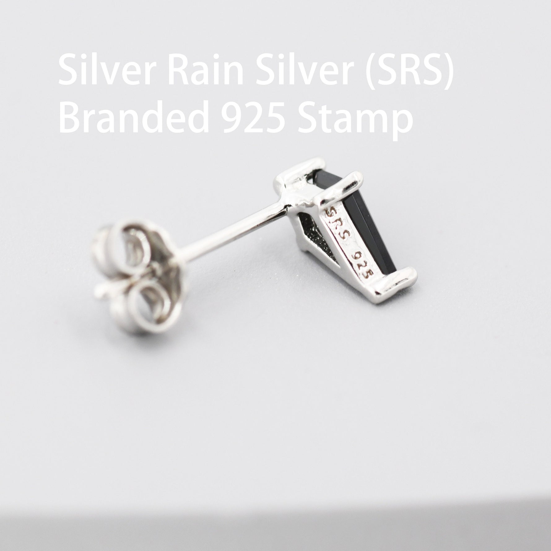 Extra Tiny Rhombus CZ Stud Earrings in Sterling Silver, Silver or Gold, Kite Shape Crystal Earrings, Geometric Minimalist Design