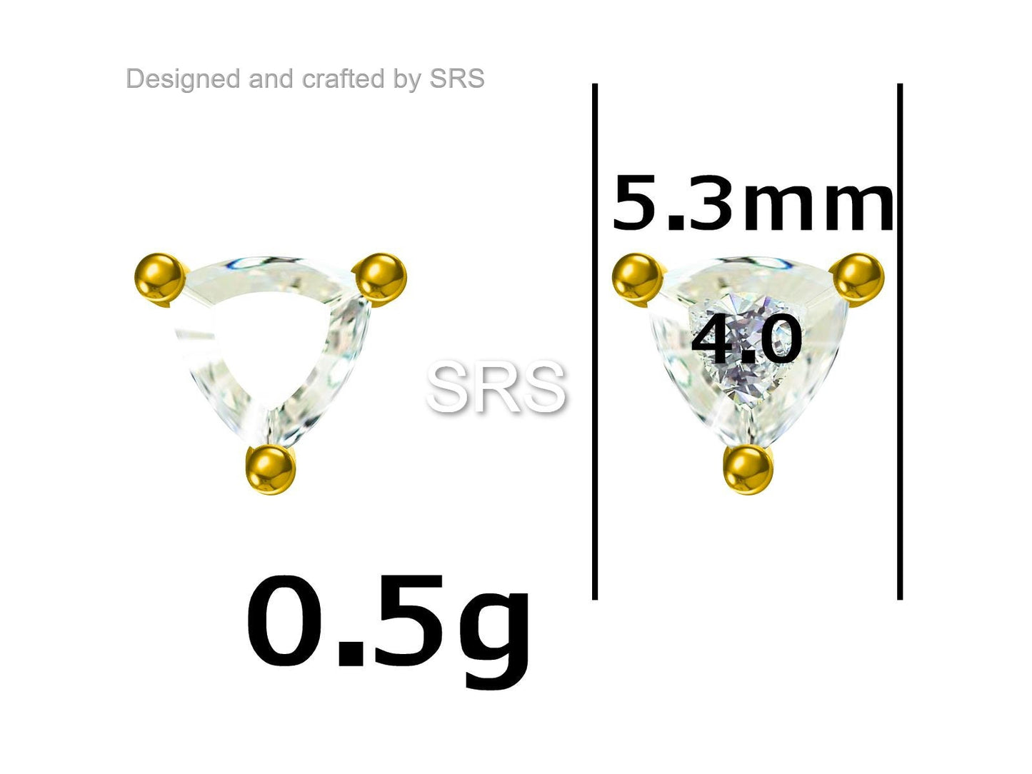 Trillion Cut Triangle Aurora CZ Stud Earrings in Sterling Silver, Silver or Gold, AB Cubic Zirconia Crystal Earrings, Triangle Earrings