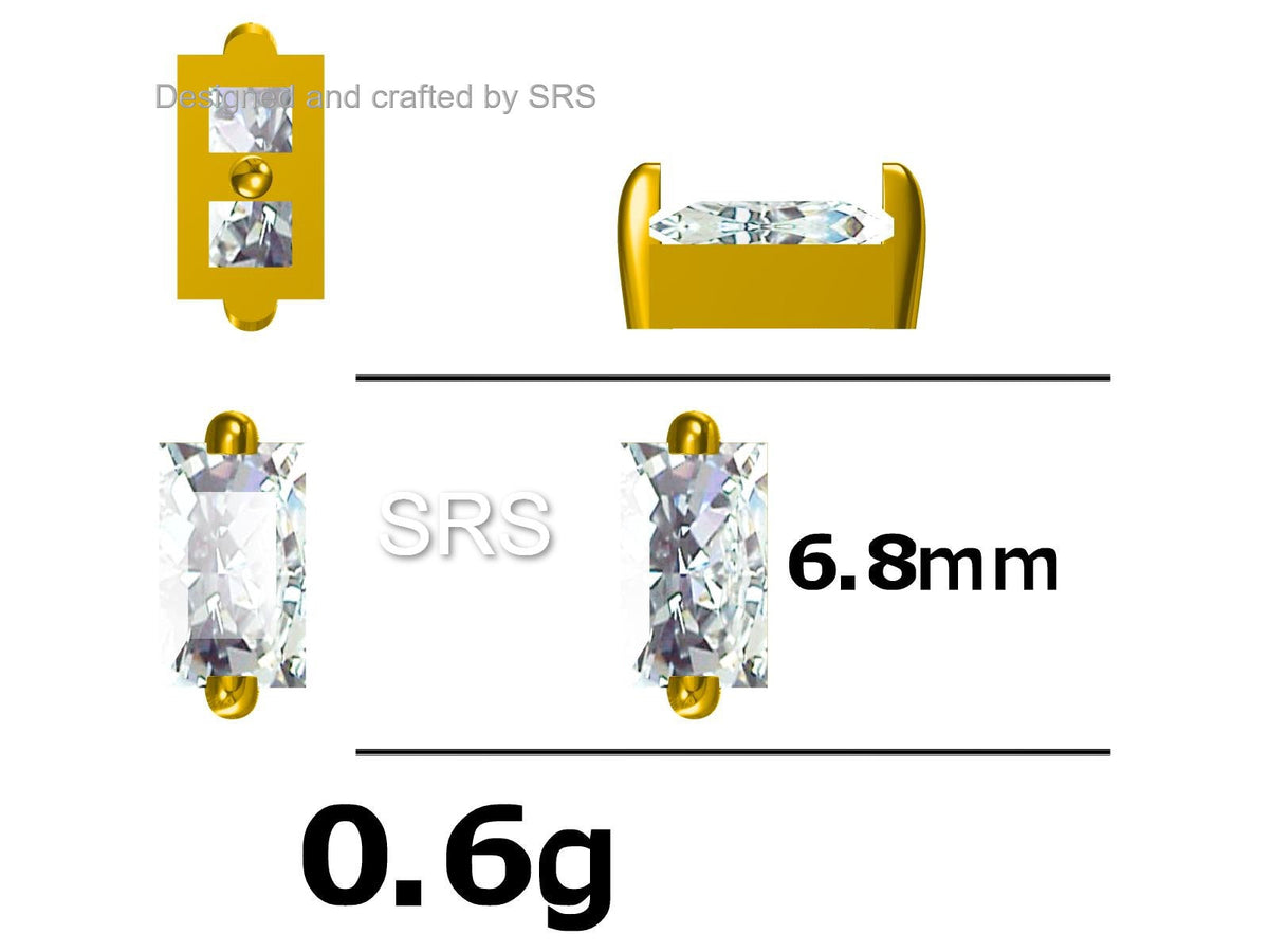 Tiny Baguette Cut Emerald Green CZ Stud Earrings in Sterling Silver, Silver or Gold, Cubic Zirconia Crystal Earrings