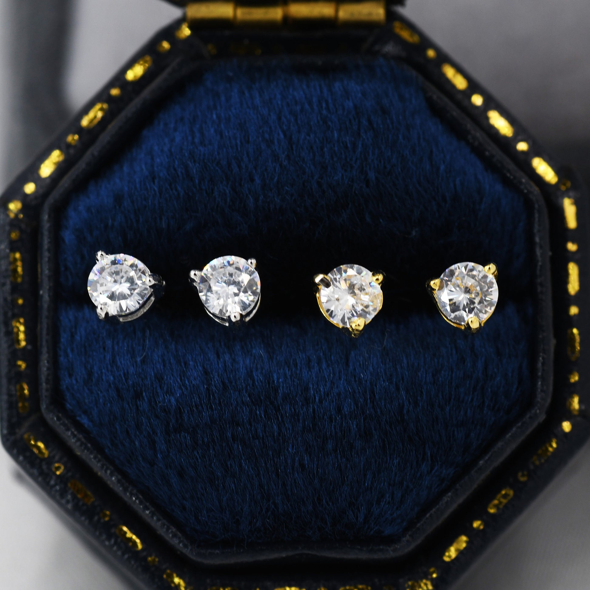 Tiny Three Prong Single CZ Stud Earrings in Sterling Silver, Silver or Gold, 3mm CZ, Diamond Stud, Classic Minimalist Design