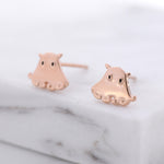 Umbrella Octopus Stud Earrings in Sterling Silver, Silver or Rose Gold, Ocean Animal Earrings, Nature Inspired