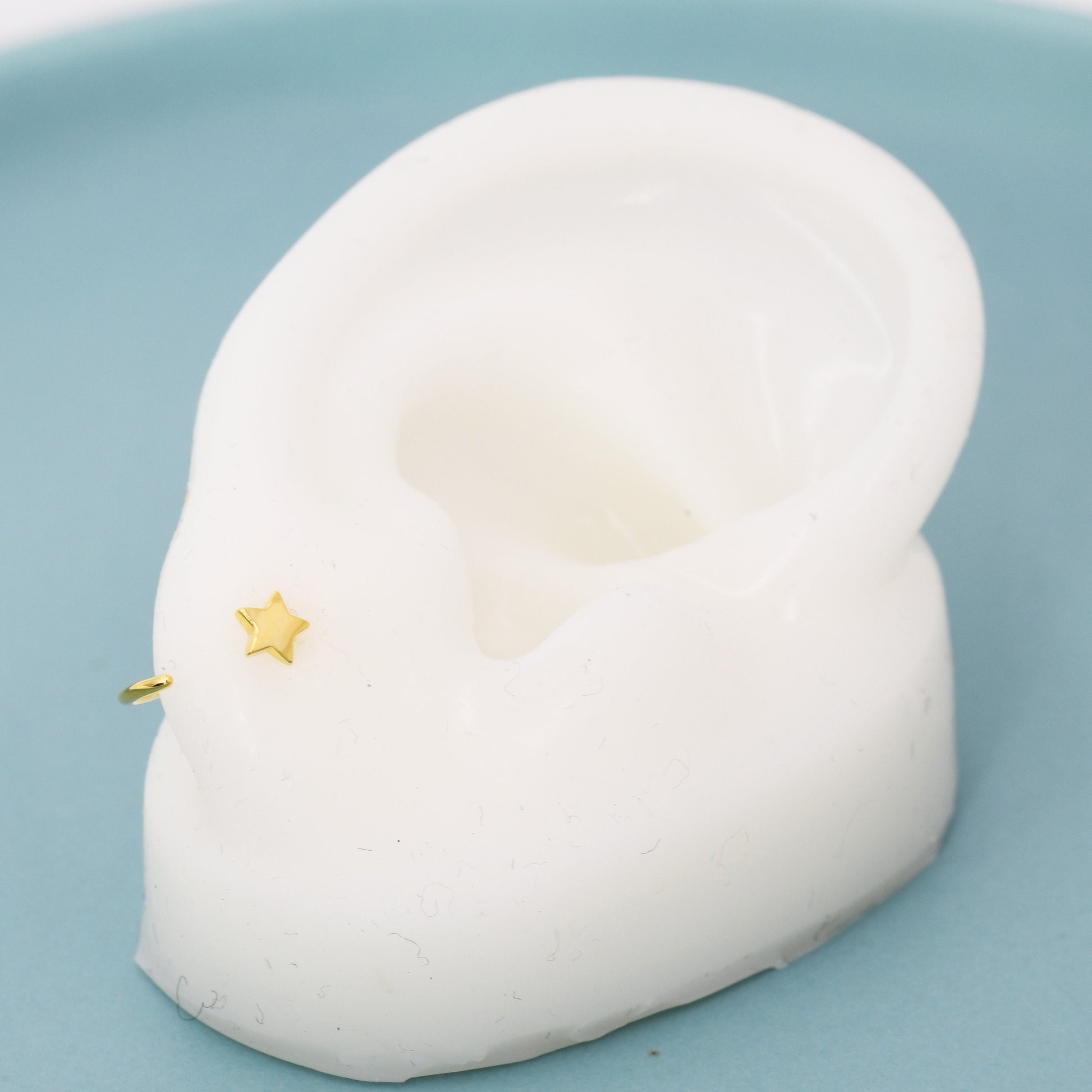 Tiny Mismatched Moon and Star Huggie Hoop Earrings in Sterling Silver, Asymmetric Pull Through Earrings, Half Hoop, Silver or Gold