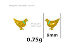 Chicken Stud Earrings in Sterling Silver, Nature Inspired Bird Earrings, Farm Animal Earrings