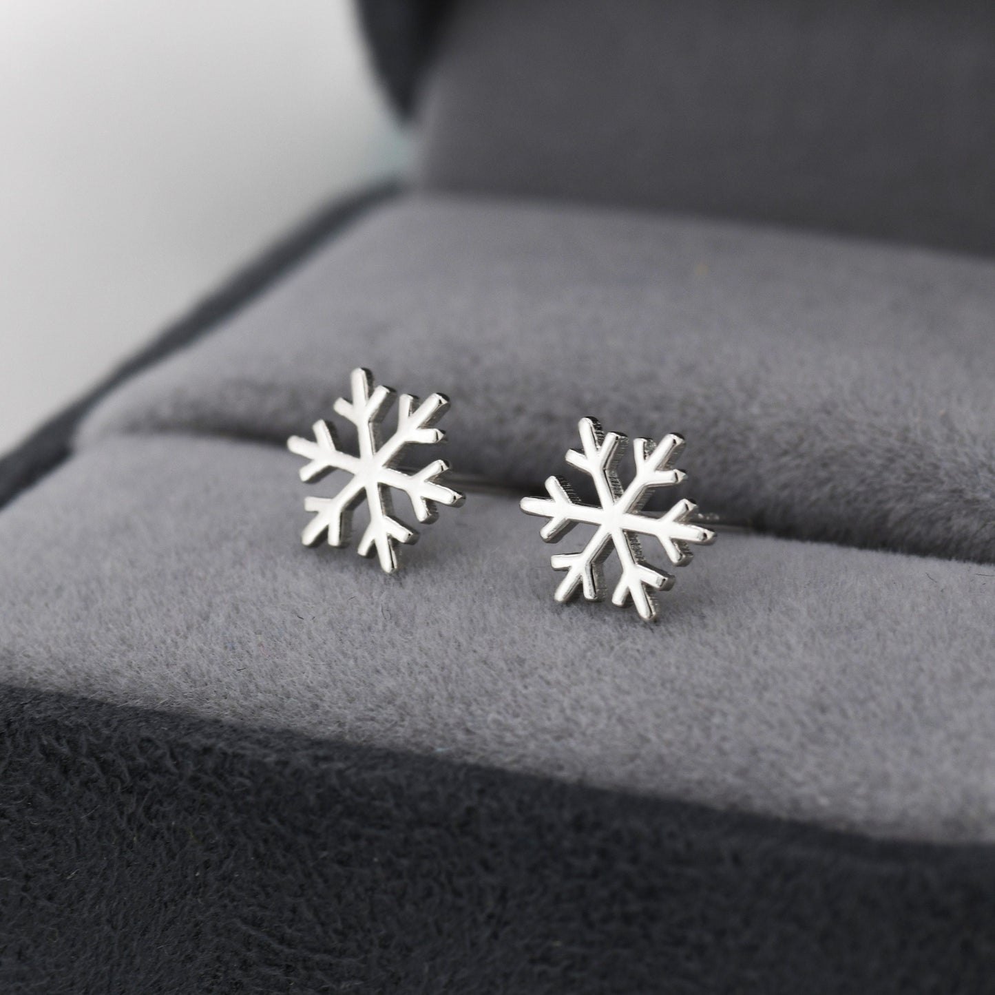 Snowflake Stud Earrings in Sterling Silver, Snow Earrings, Available in Three Finishes - Silver, Gold and Rose Gold, Dainty Snowflake