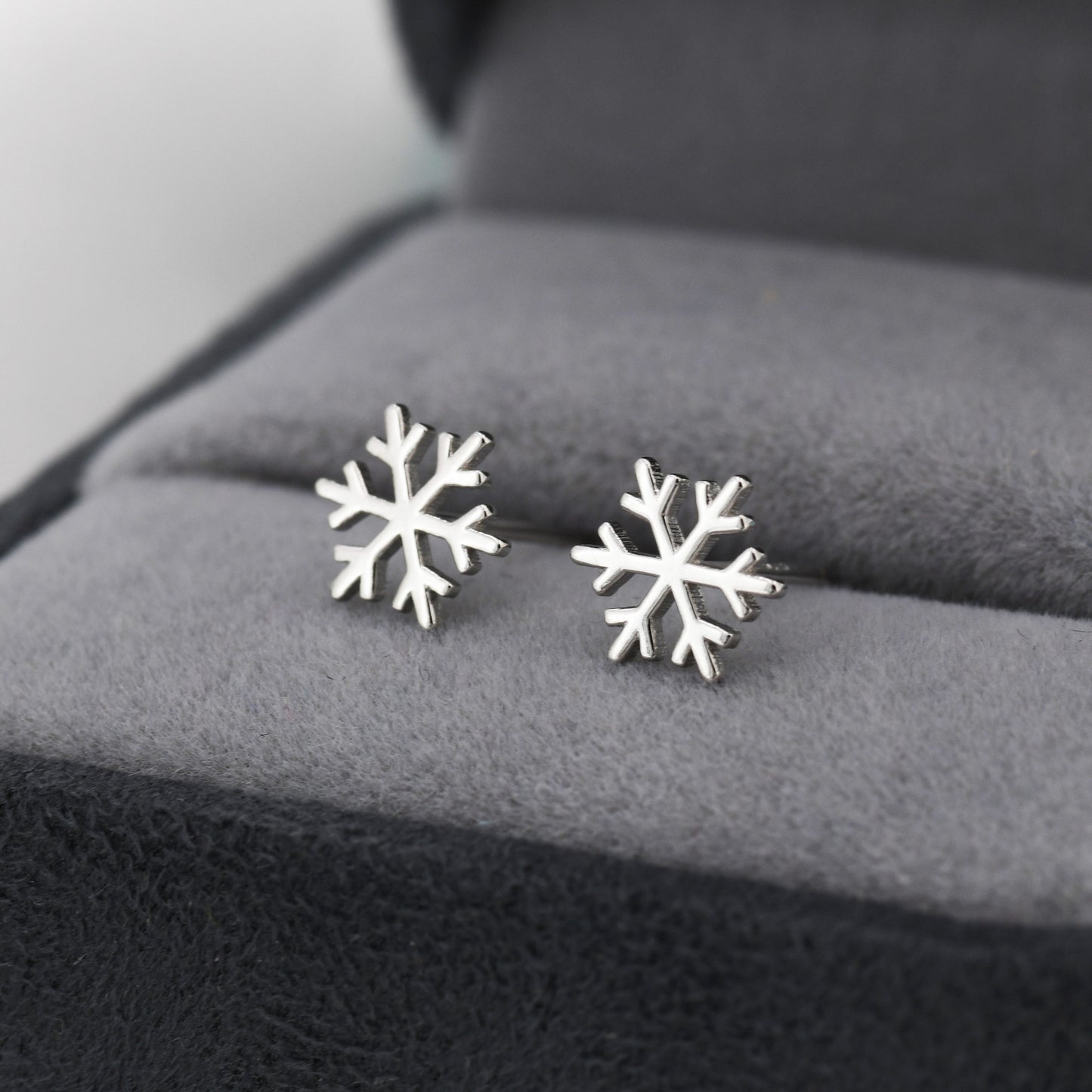 Snowflake Stud Earrings in Sterling Silver, Snow Earrings, Available in Three Finishes - Silver, Gold and Rose Gold, Dainty Snowflake