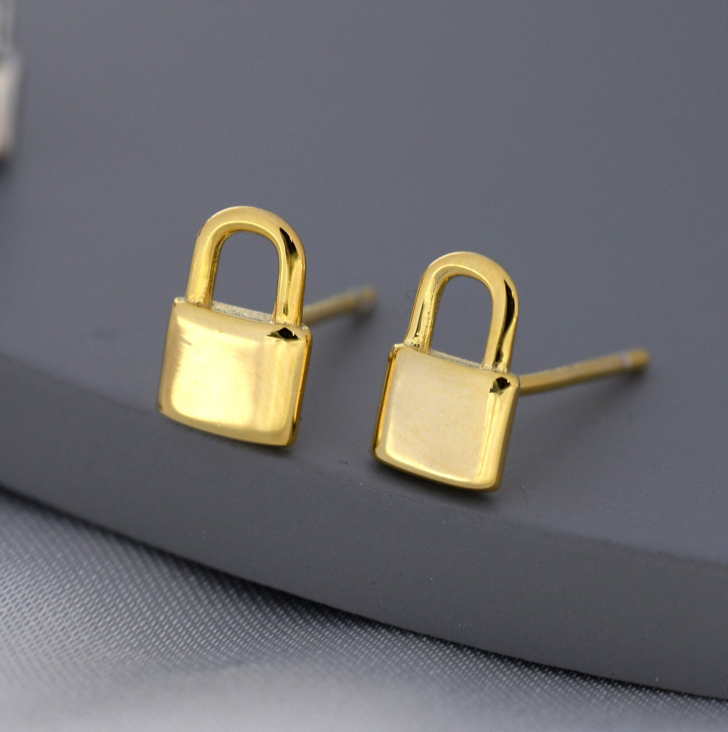 Small Padlock Stud Earrings in Sterling Silver, Silver or Gold, Small Lock Earrings, Tiny Padlock Earrings