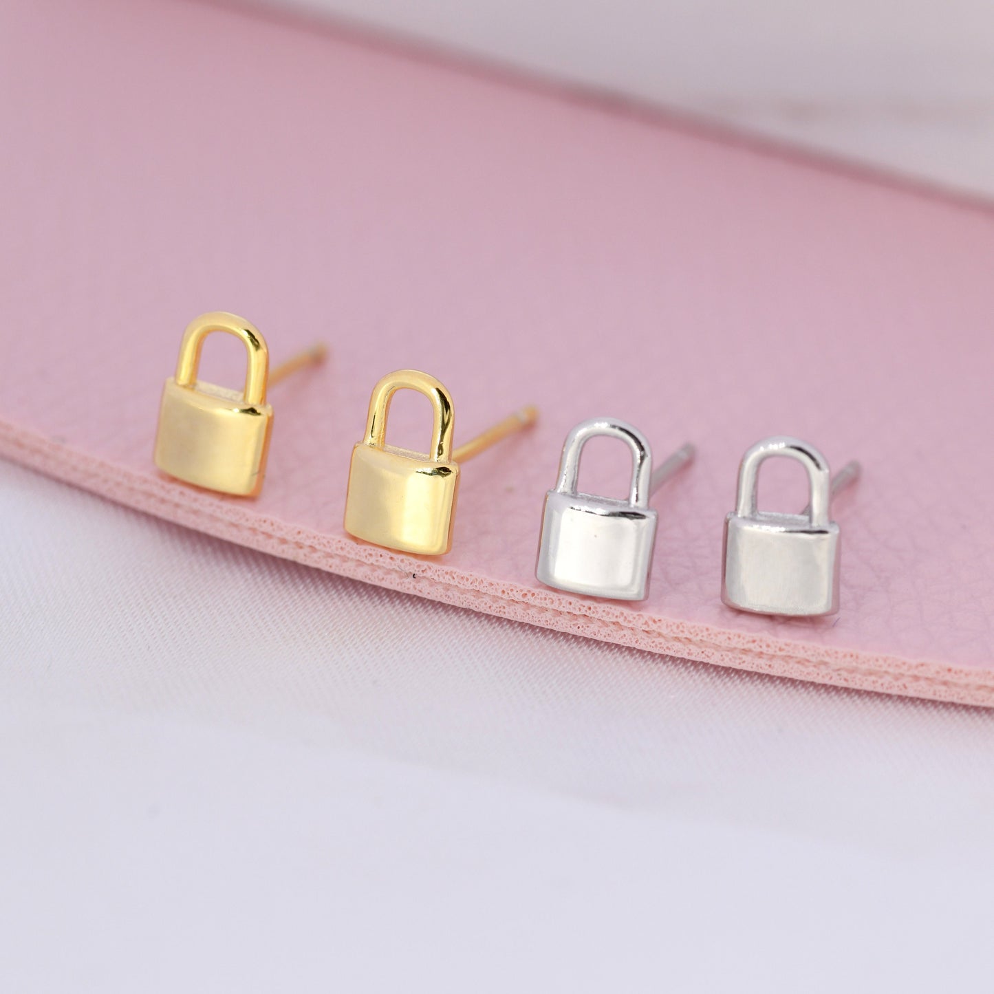 Small Padlock Stud Earrings in Sterling Silver, Silver or Gold, Small Lock Earrings, Tiny Padlock Earrings