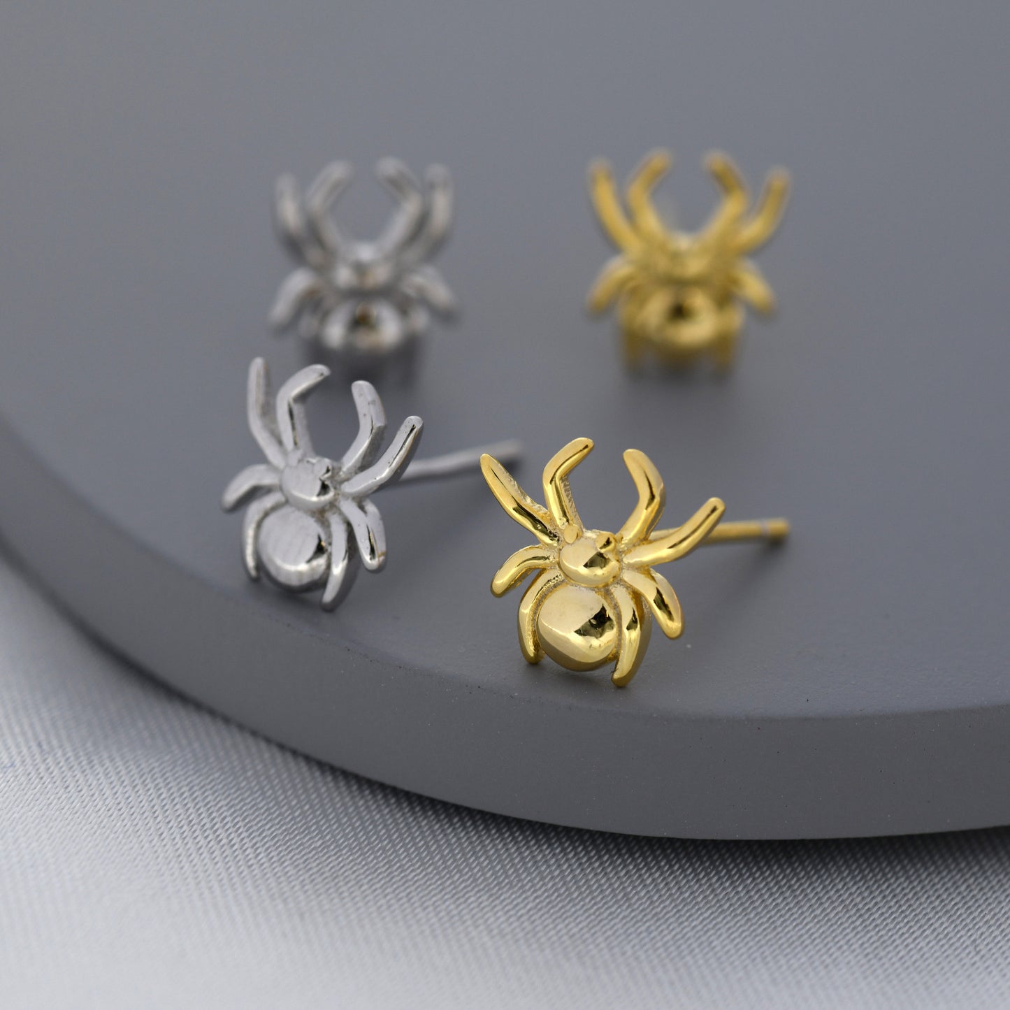 Spider Stud Earrings in Sterling Silver, Silver or Gold, Animal Earrings, Nature Inspired, Insect Earrings