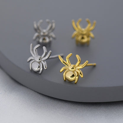 Spider Stud Earrings in Sterling Silver, Silver or Gold, Animal Earrings, Nature Inspired, Insect Earrings