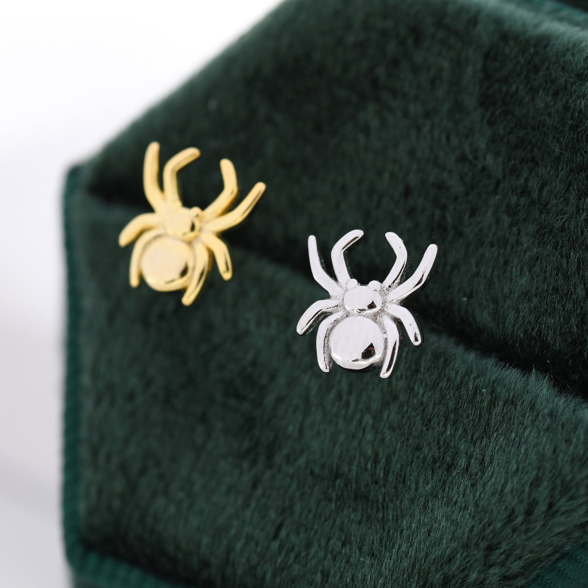 Spider Stud Earrings in Sterling Silver, Silver or Gold, Animal Earrings, Nature Inspired, Insect Earrings