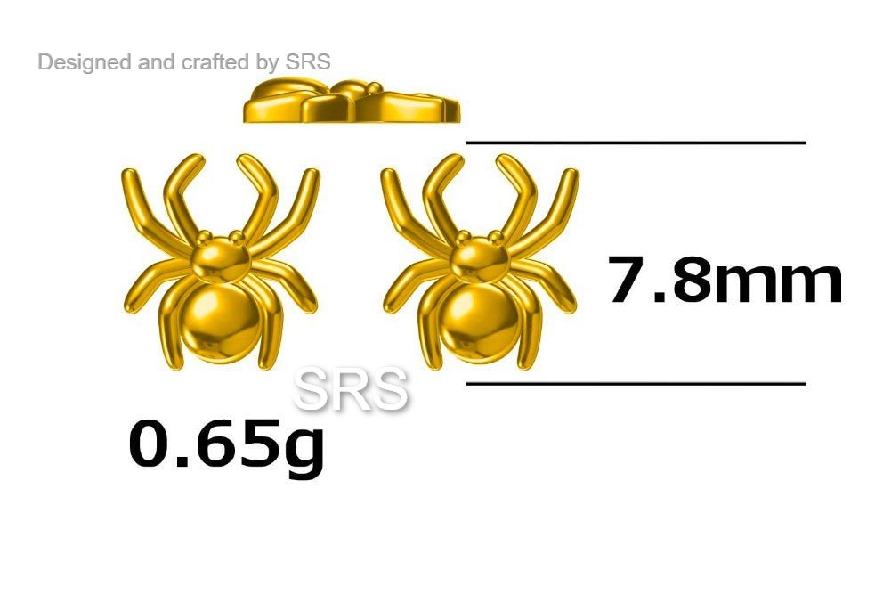 Spider Stud Earrings in Sterling Silver, Silver or Gold, Animal Earrings, Nature Inspired, Insect Earrings