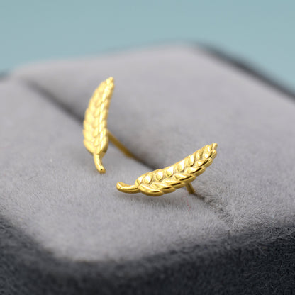 Wheat Stud Earrings in Sterling Silver, Silver or Gold,  Nature Inspired, Botanical Earrings